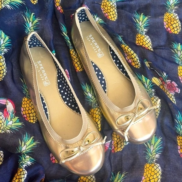 Brand New Sperry Elise Metallic Gold Tone Round Toe Slip On Shoes Ballet Flats - Picture 14 of 15